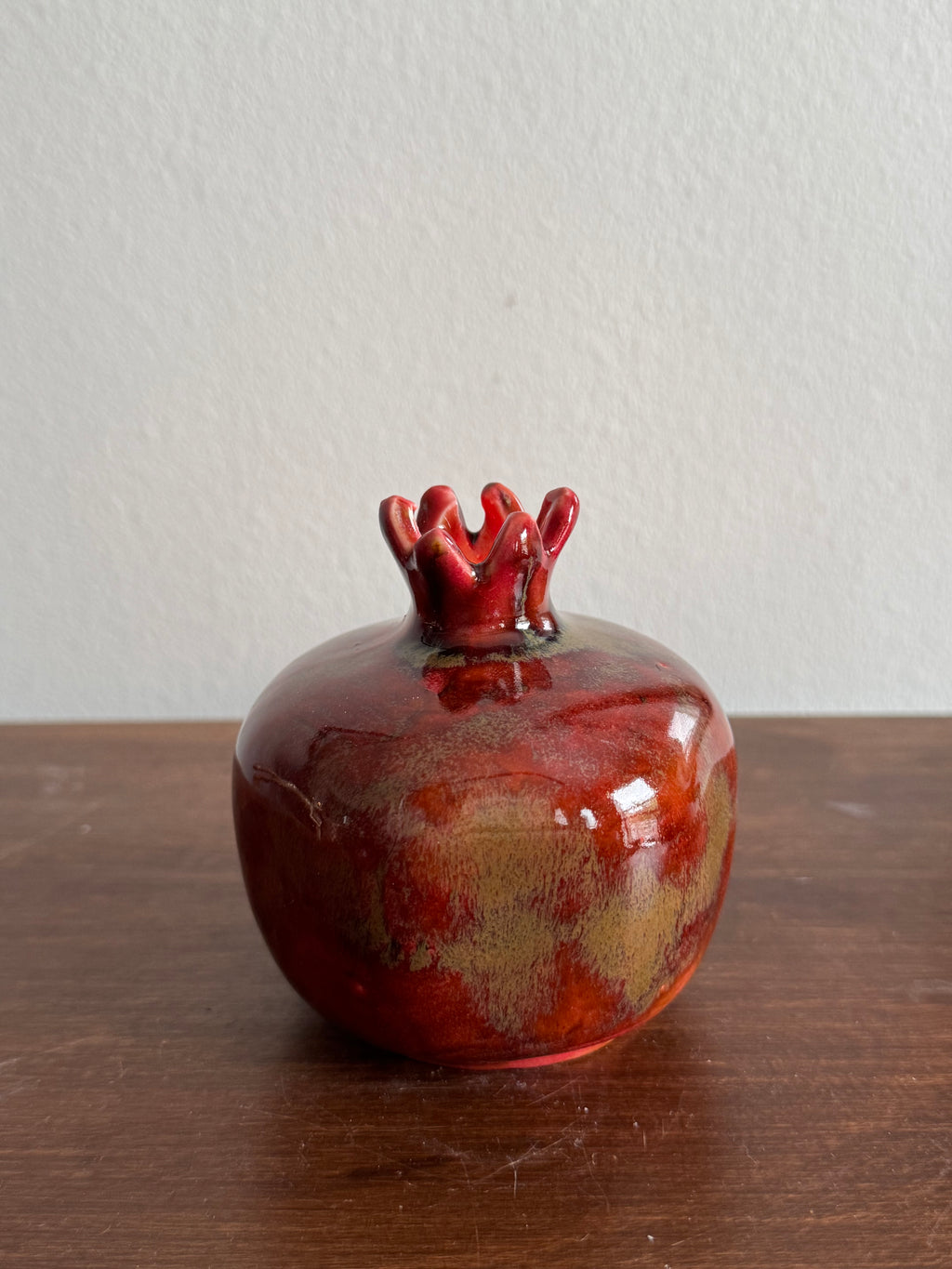 ceramic pomegranate  candle holder, votive holder, fake candle