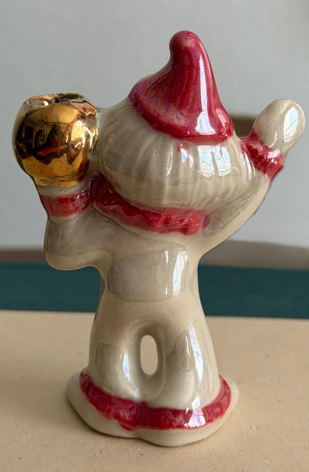 Handmade ceramic clown cake toppers, birthday candle holder, circus, gold