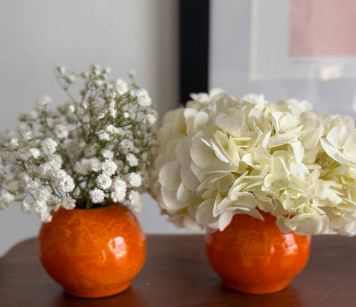 Ceramic Orange Bud Vase, Small Vase