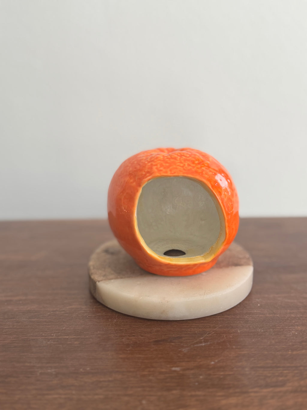 ceramic orange candle holder, votive holder, fake candle