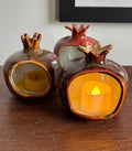 ceramic pomegranate  candle holder, votive holder, fake candle