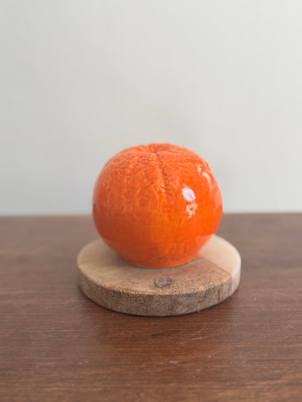 ceramic orange candle holder, votive holder, fake candle