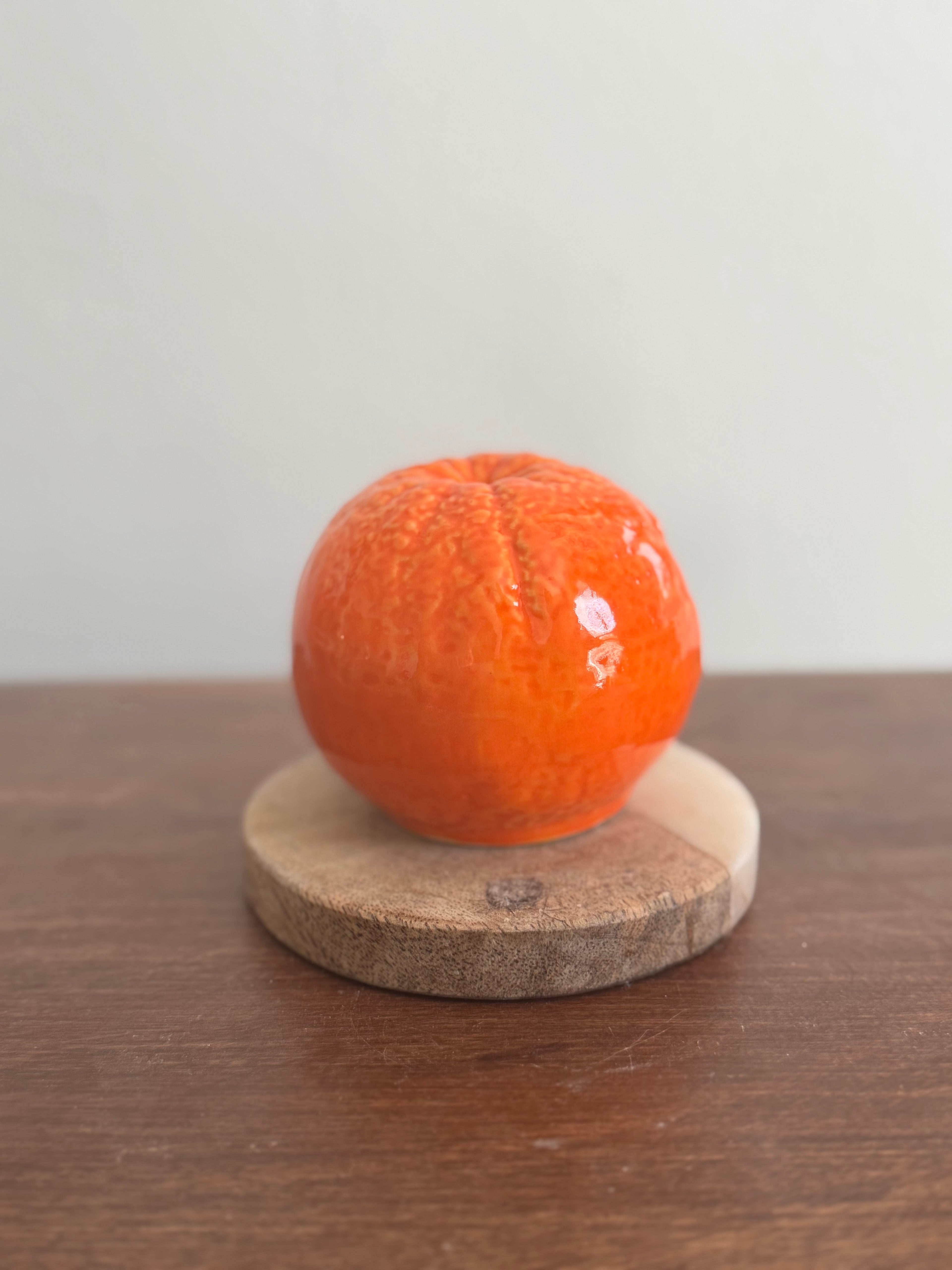 ceramic orange candle holder, votive holder, fake candle