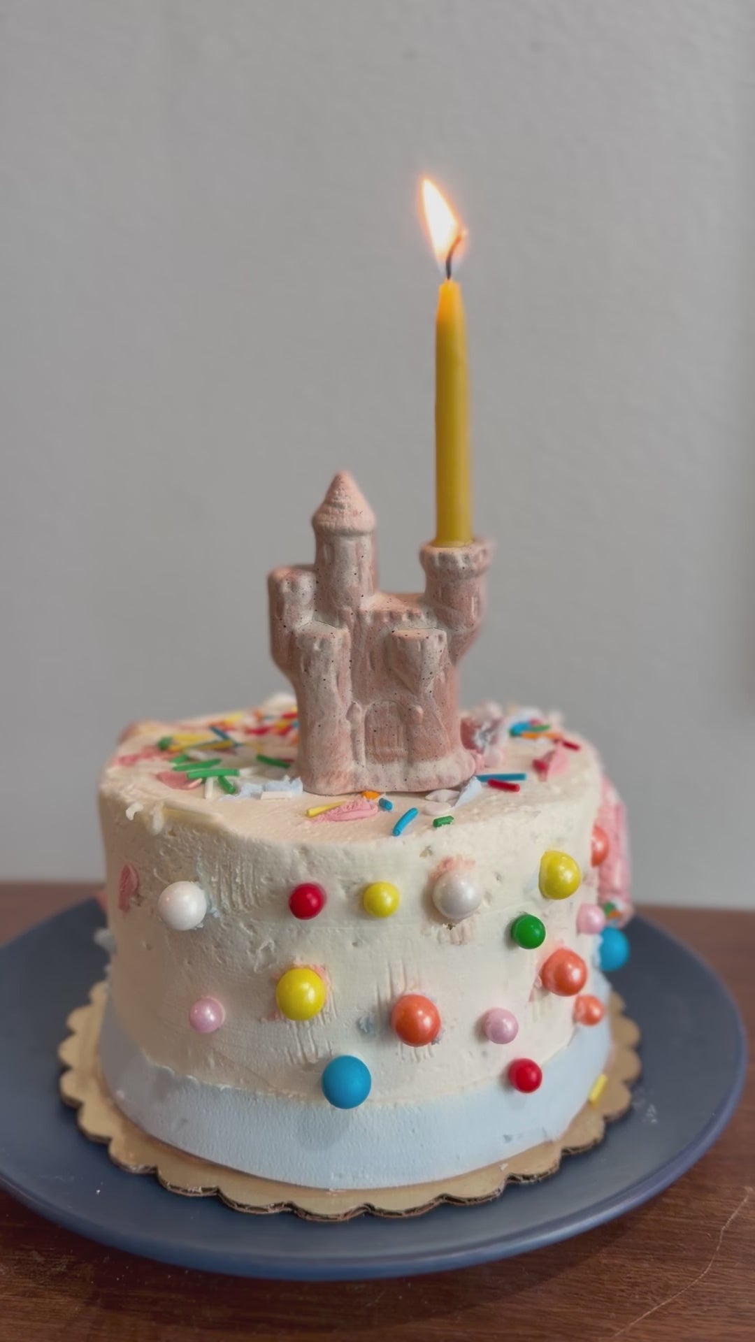 Ceramic Sandcastle cake topper, candle holder