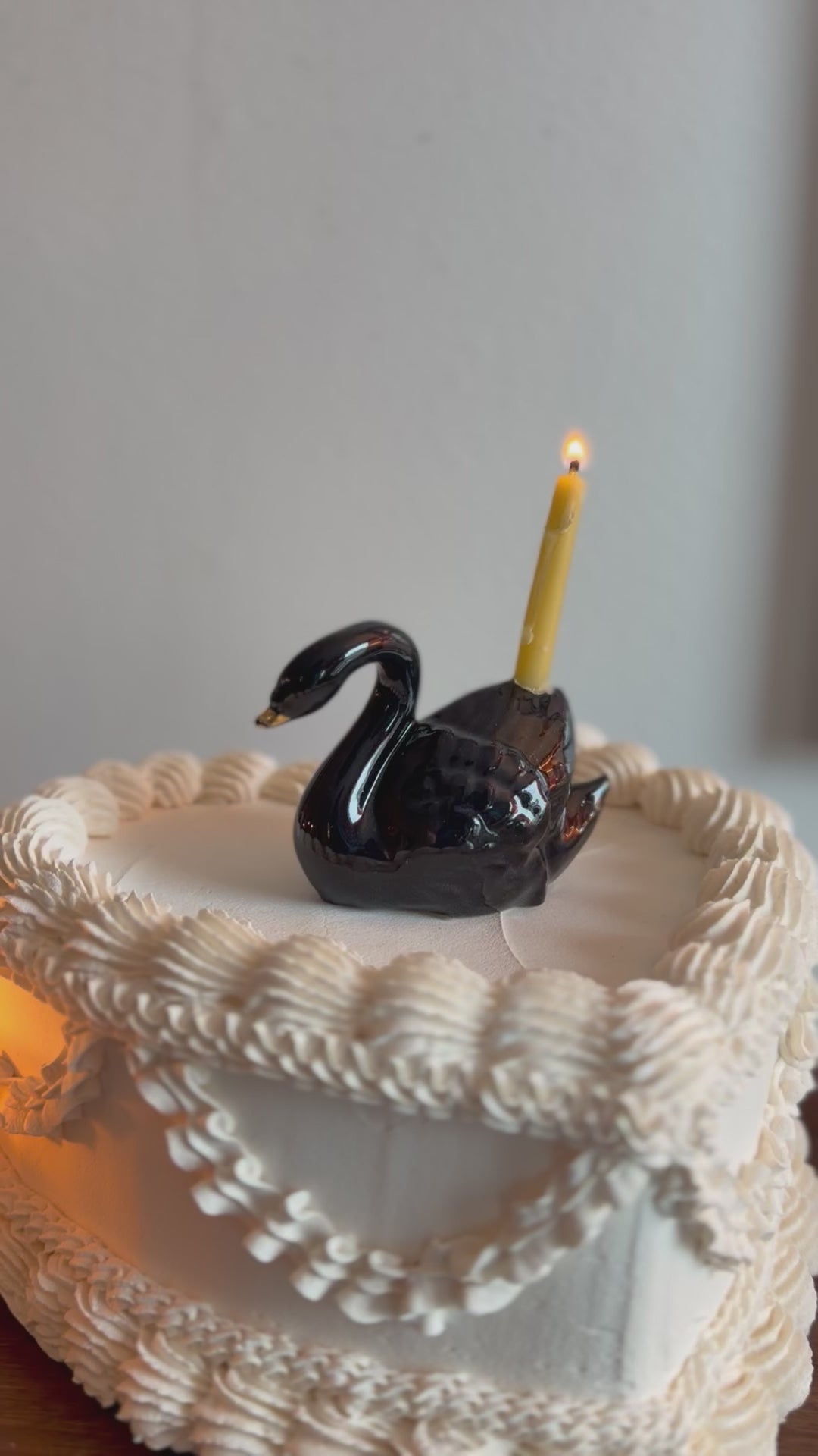 Handmade ceramic swan cake toppers, birthday candle holder, wedding, candle holder, gold