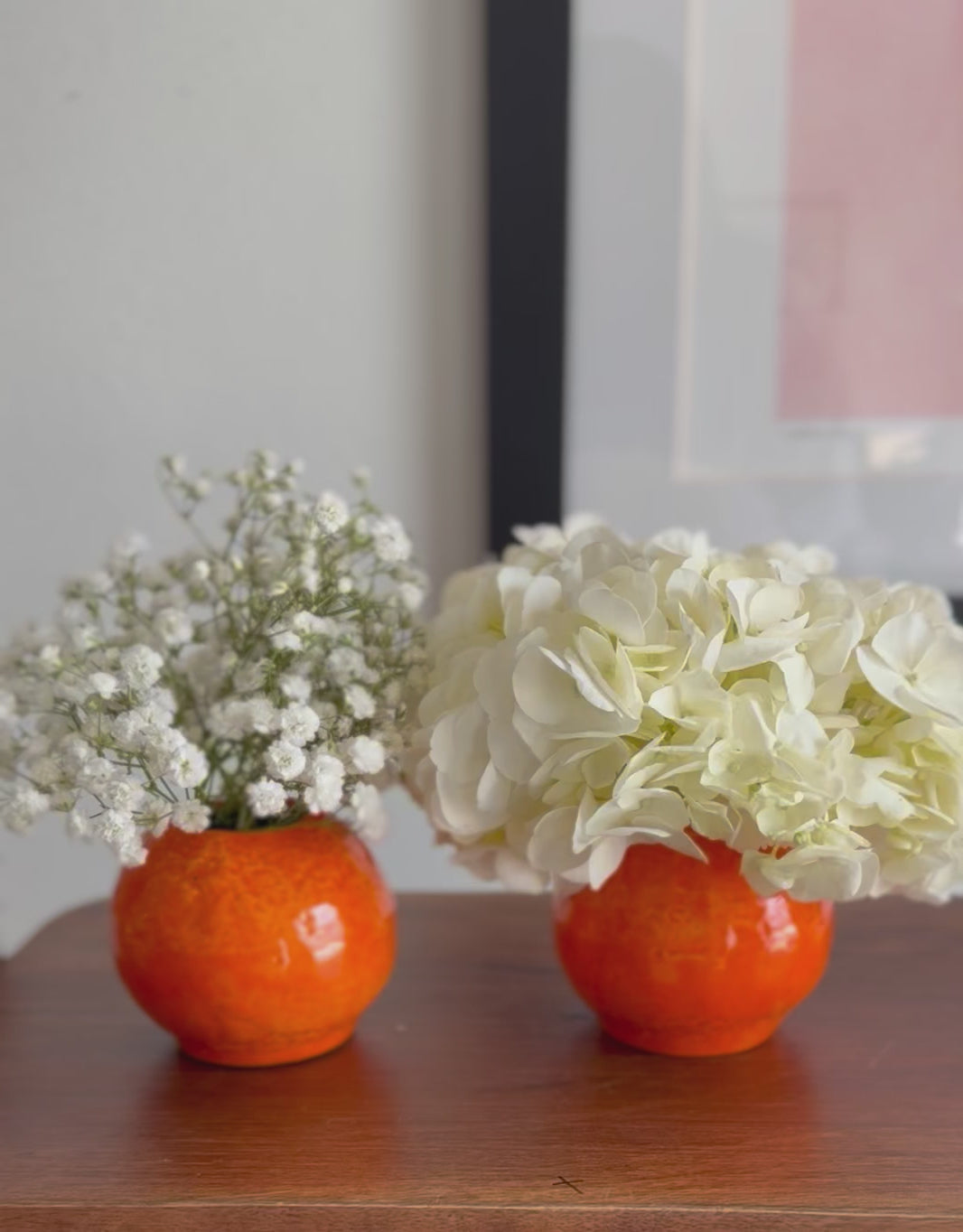 Ceramic Orange Bud Vase, Small Vase